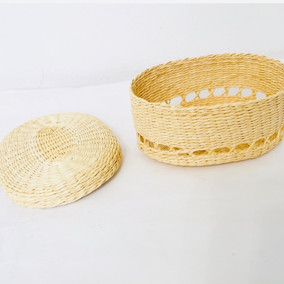 NEW Hand Made Woven South American Trinket Basket Boxes w/ Lids & Doll Hat - Picture 6 of 8